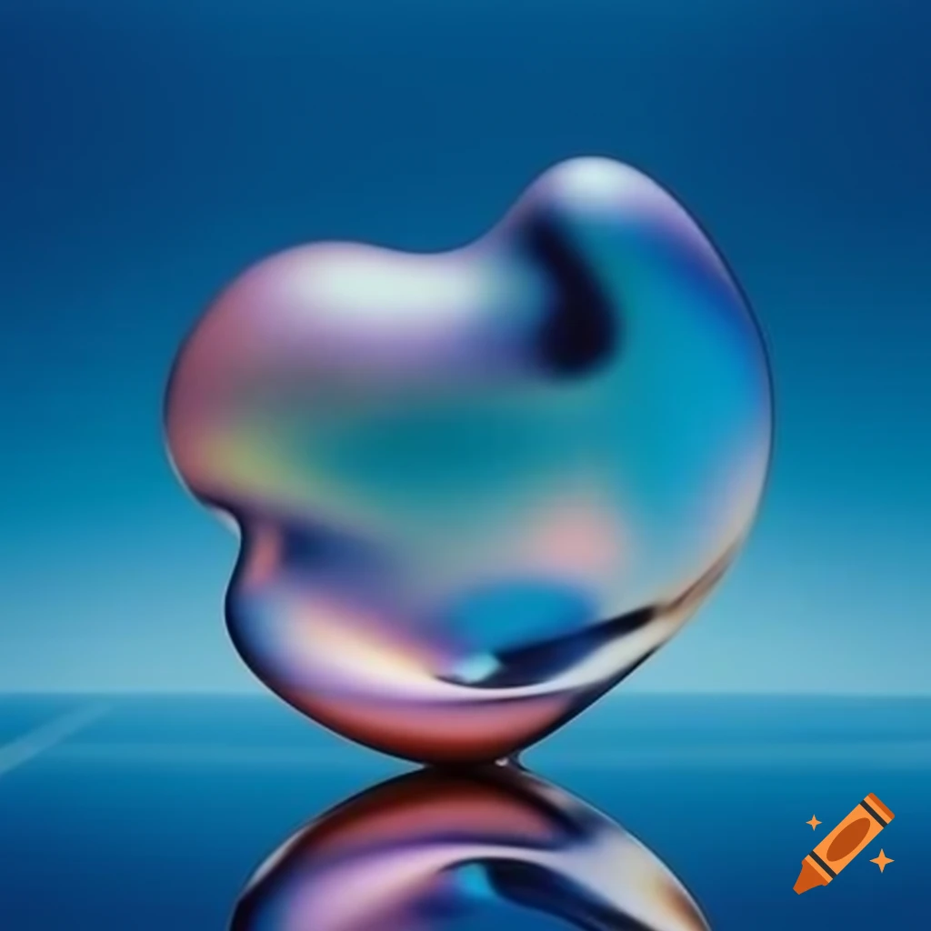Pop surreal photography featuring iridescent glass statue
