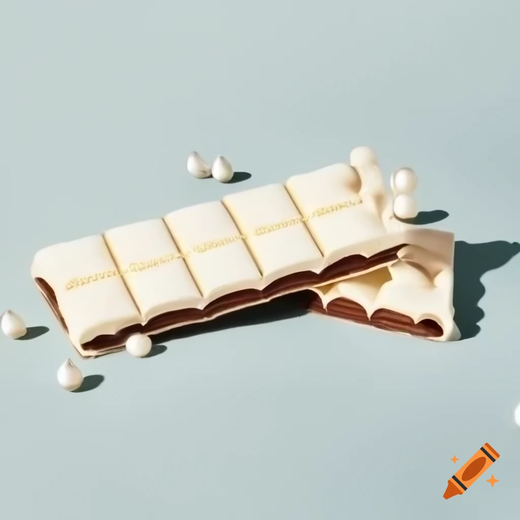 Glossy white chocolate bar with silver flecks resembling frost
