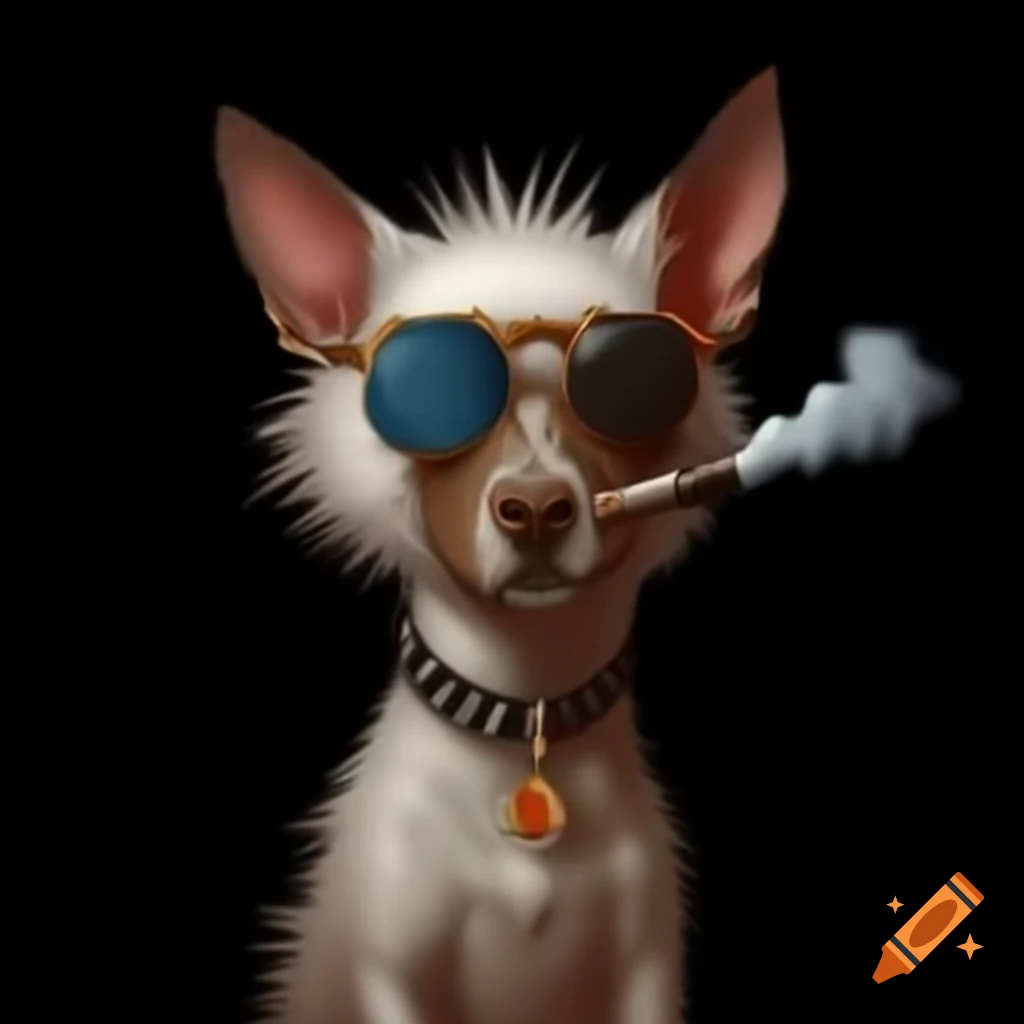 Surreal puppy with spiked collar