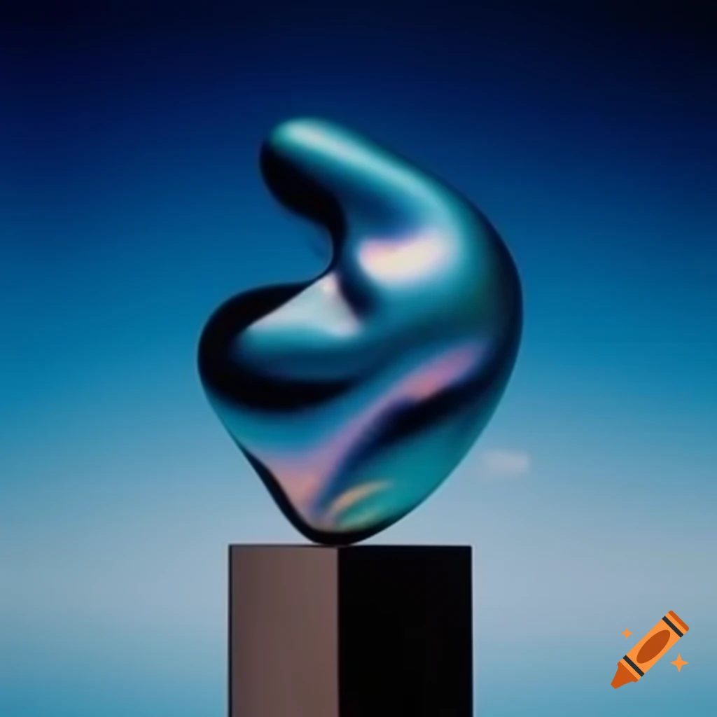Pop surreal photography featuring iridescent glass statue