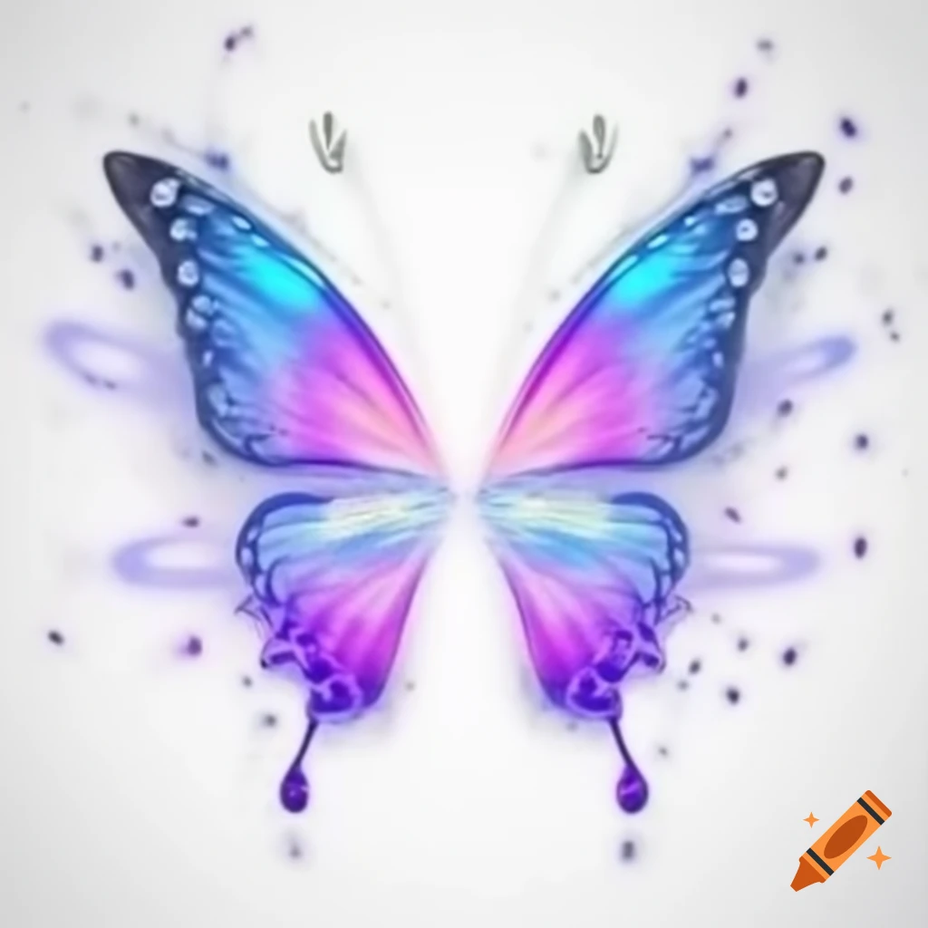 Vibrantly colored butterfly wings on white background