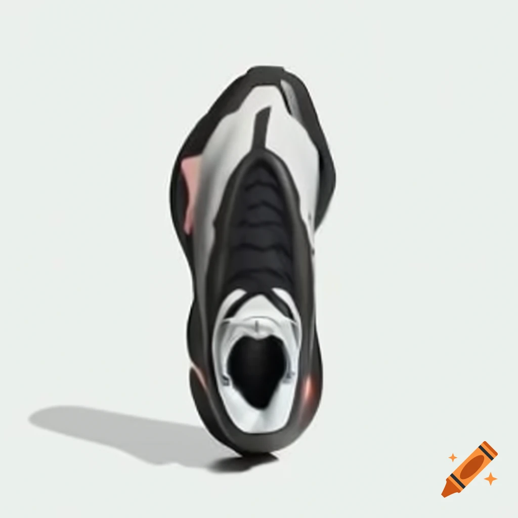 Futuristic laceless Yeezy 700v3 Space Runner shoe collaboration with Moncler on white background