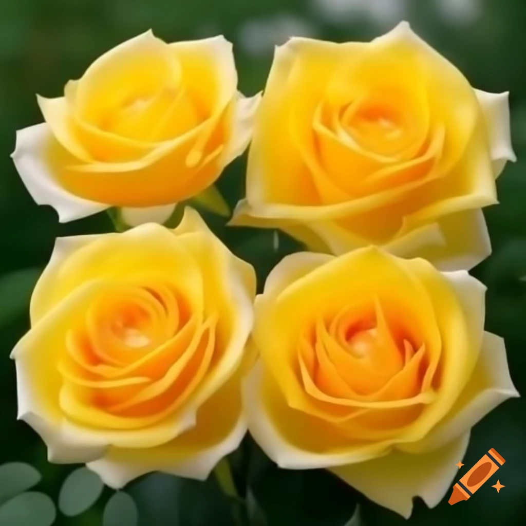 Bright yellow roses with white tips