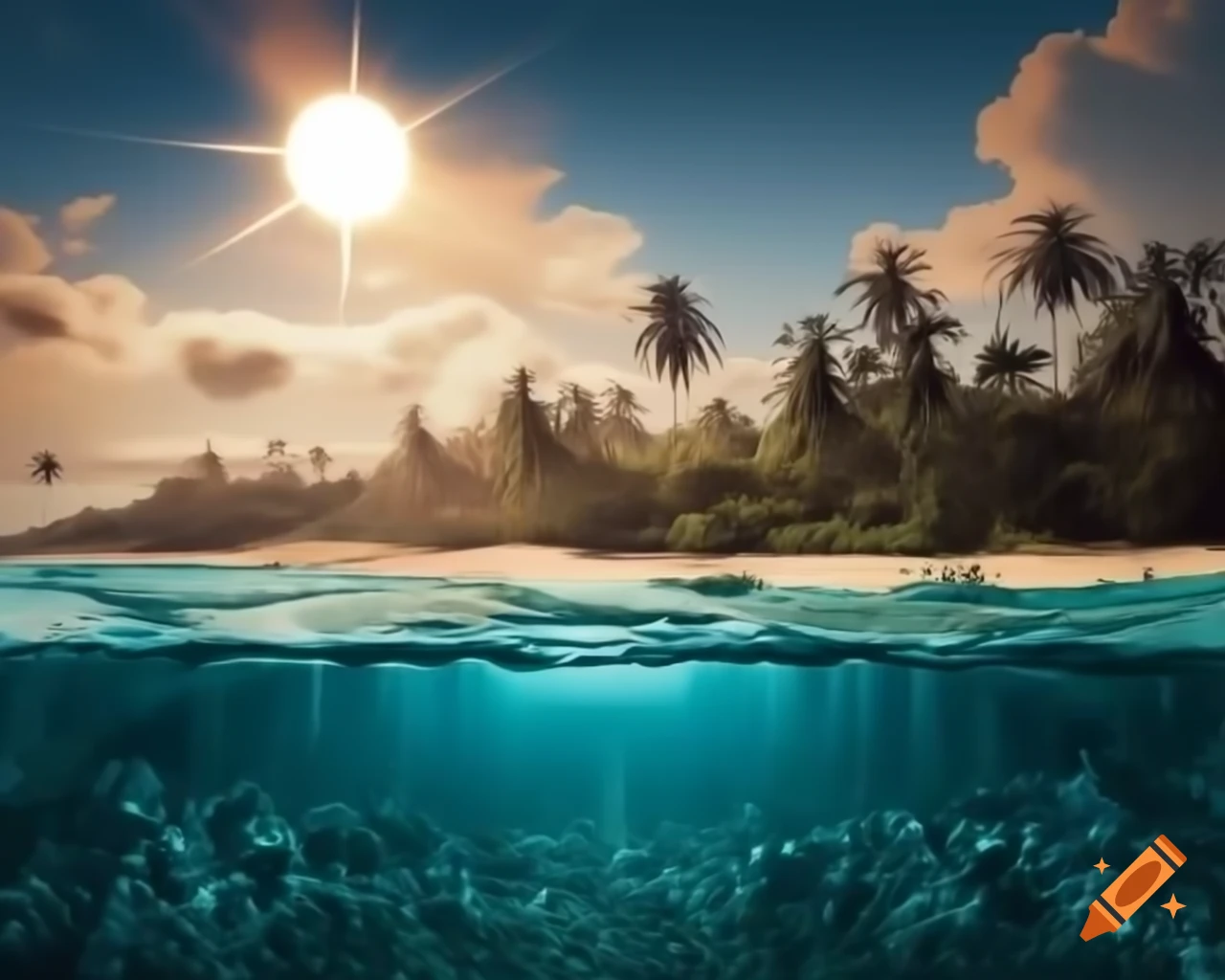 Breathtaking landscape of a golden sandy beach