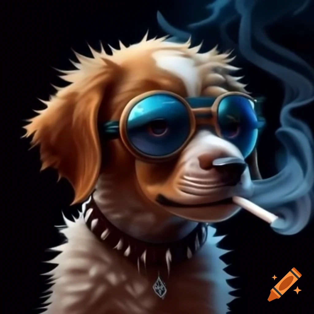 Surreal puppy with spiked collar