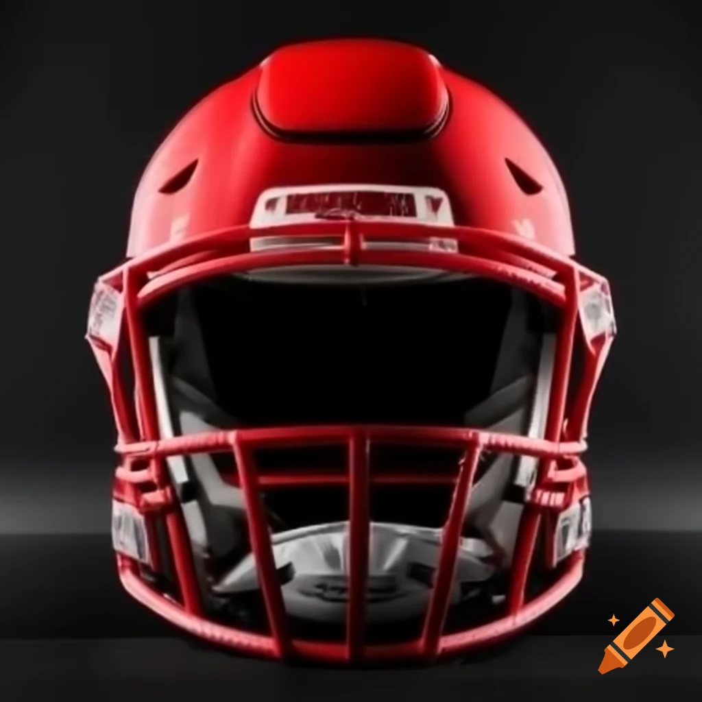 Red college football helmet showcasing team branding