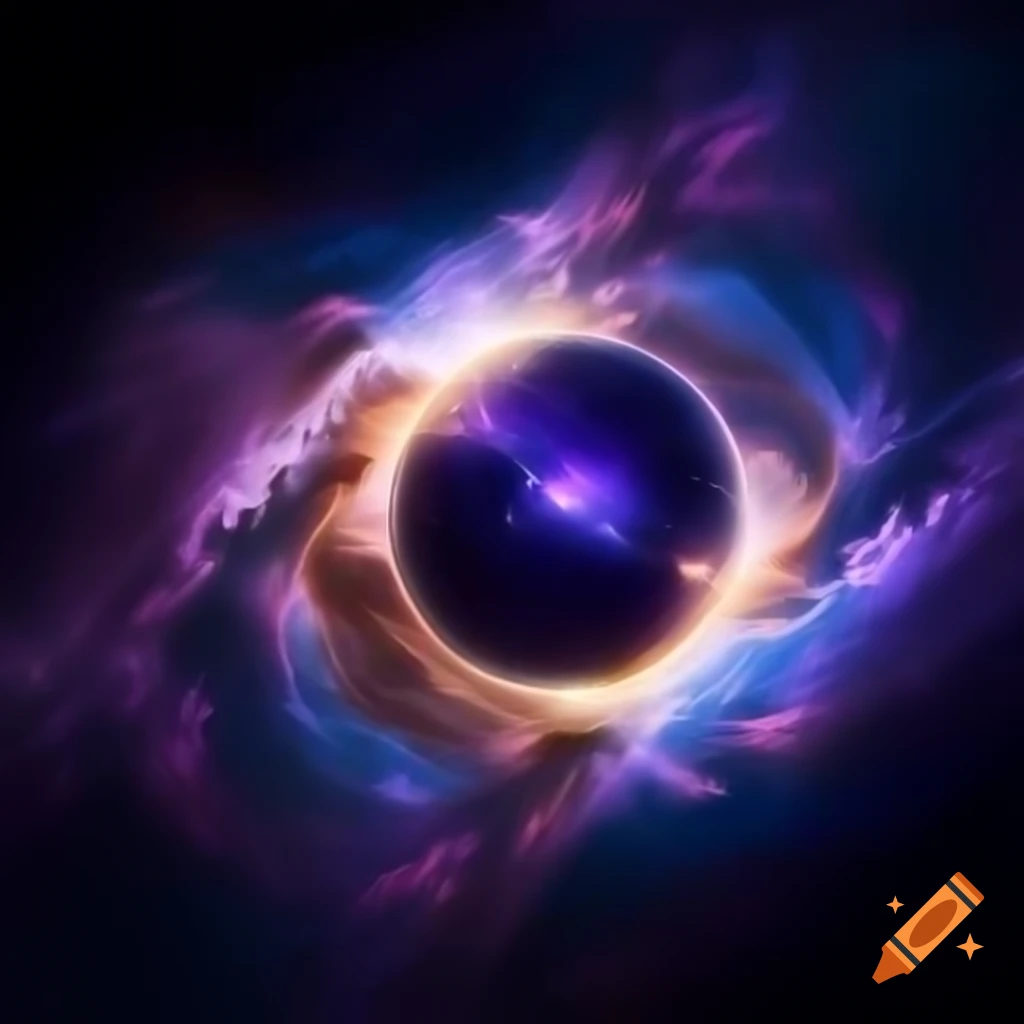 Innovative digital art featuring violet galaxies and cosmic themes
