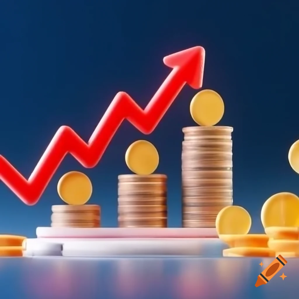 Animated graph with coins as base showing fluctuations on craiyon