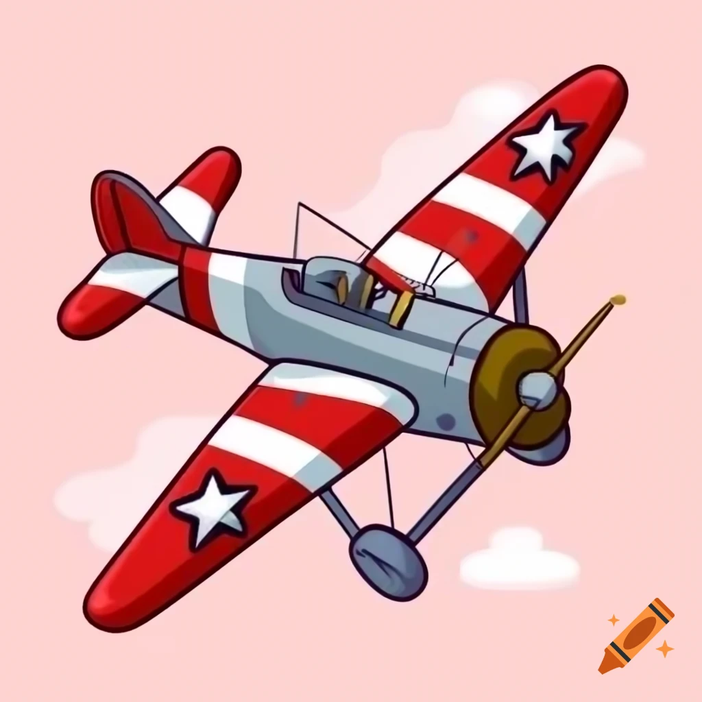 Creative drawing of a pilot bird flying a plane for coloring book on