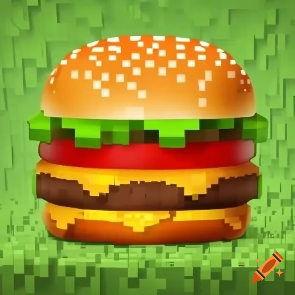 Minecraft-style cheeseburger background with cheeseburger network logo