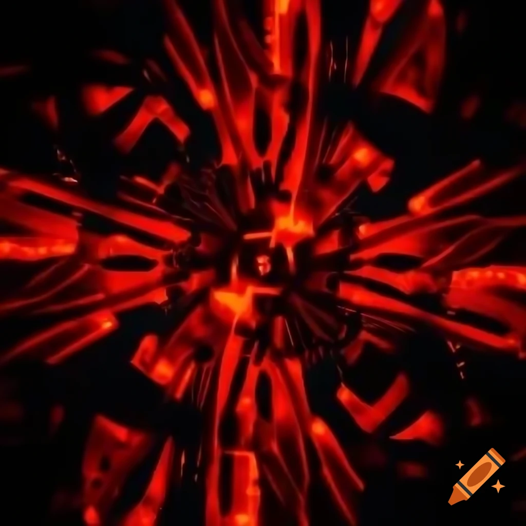 Abstract magical realm with red and black parallel lines