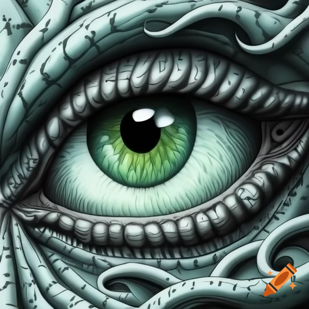 Profile view of the Eye of Cthulhu, a mythical creature