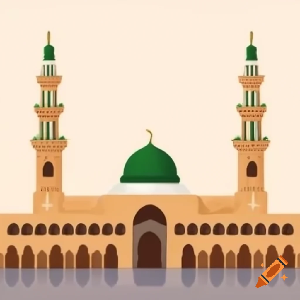 Illustration of Al-Masjid An-Nabawi in Medina, Saudi Arabia