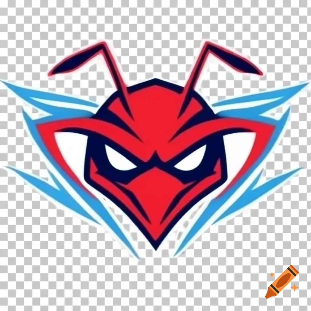 Red and blue angry hornet esports logo with transparent background
