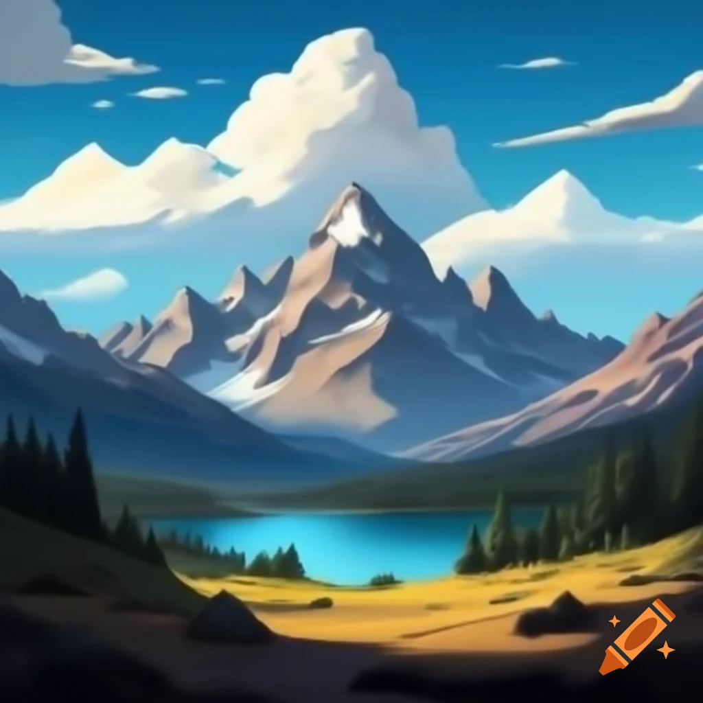 Mountain range with a serene lake