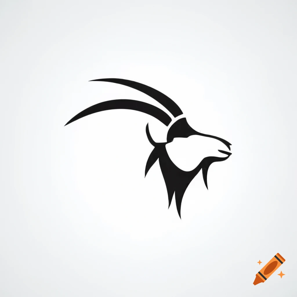 Minimalistic black line logo of a goat's head