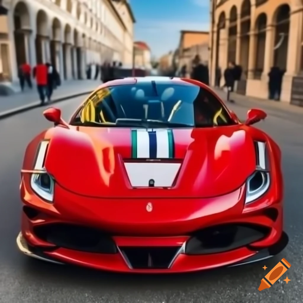 Ferrari parked in Sighnaghi, Georgia with driver Ilia Janiashvili