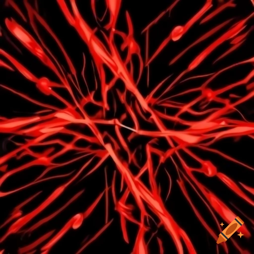 Magical realm with red and black parallel lines