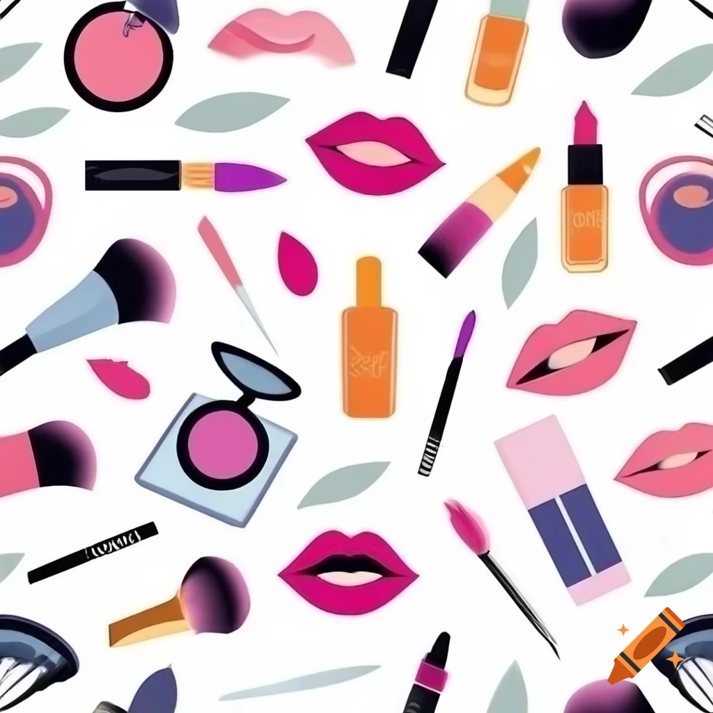 Pattern illustrations of various makeup products