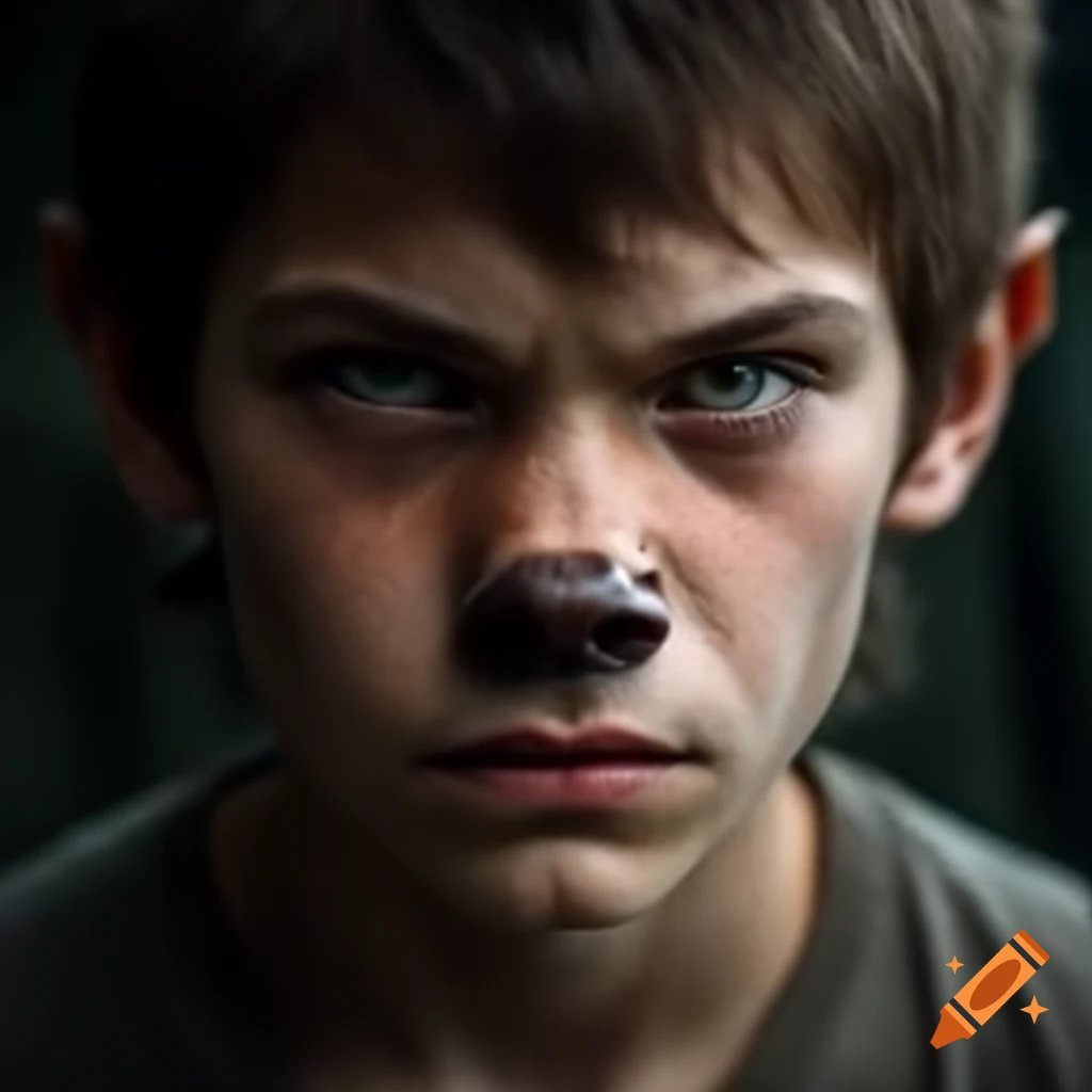 Young guy with werewolf-inspired nose and snout