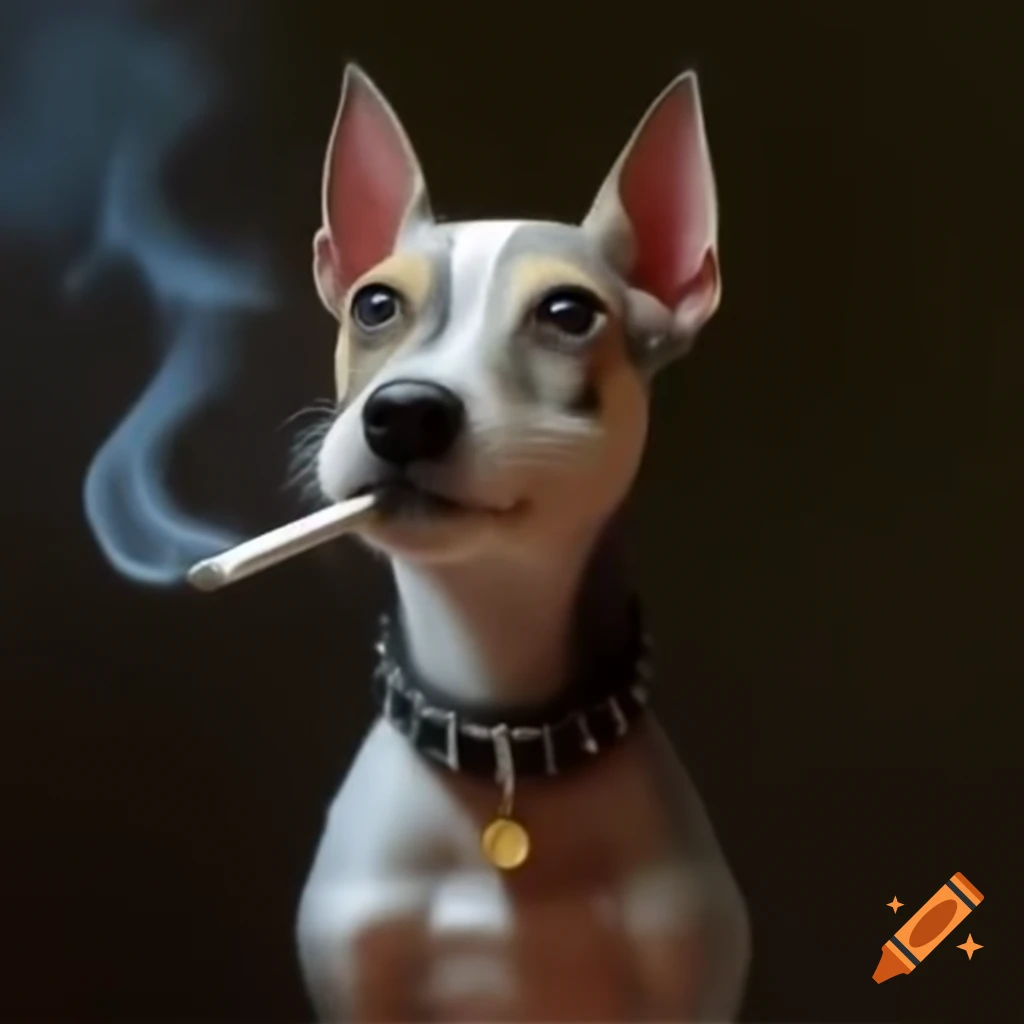 Surreal puppy with spiked collar in imaginative art style
