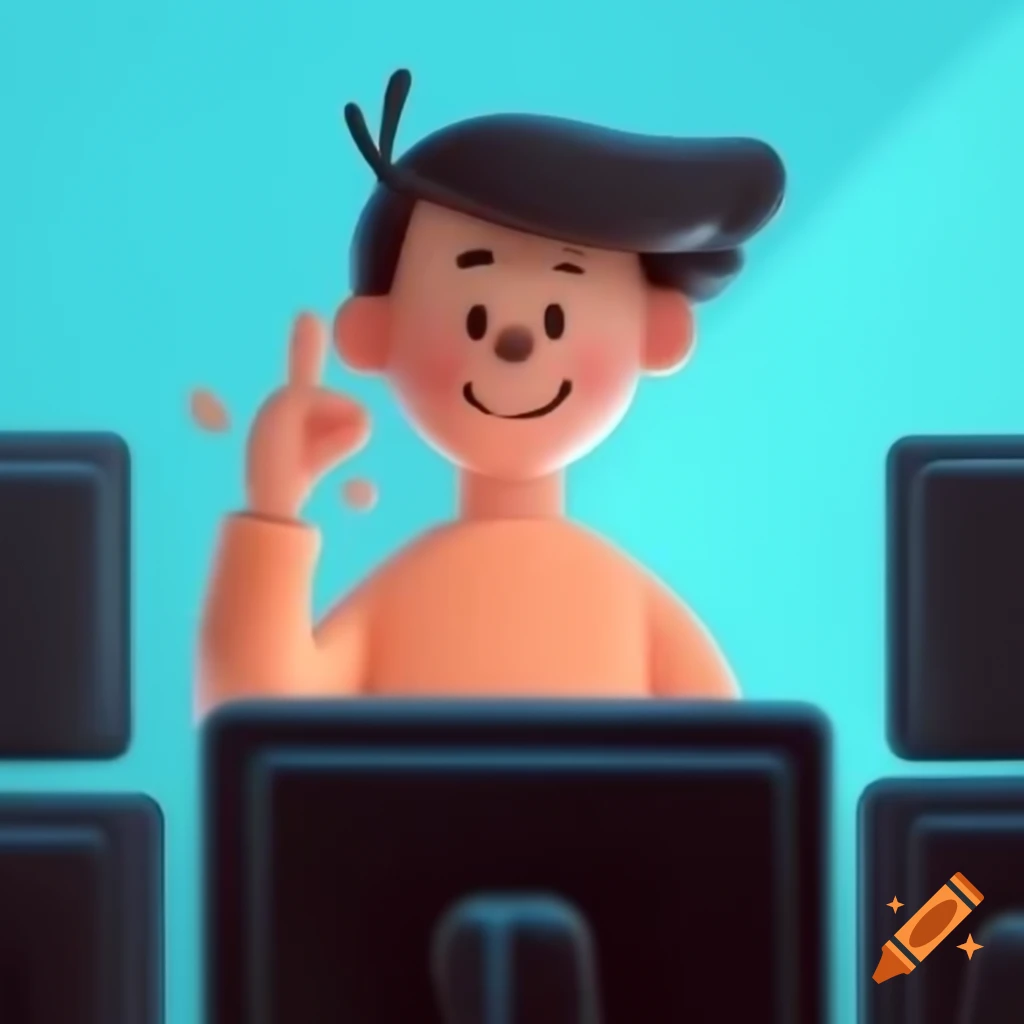 Person using a computer in a bright and positive setting on craiyon