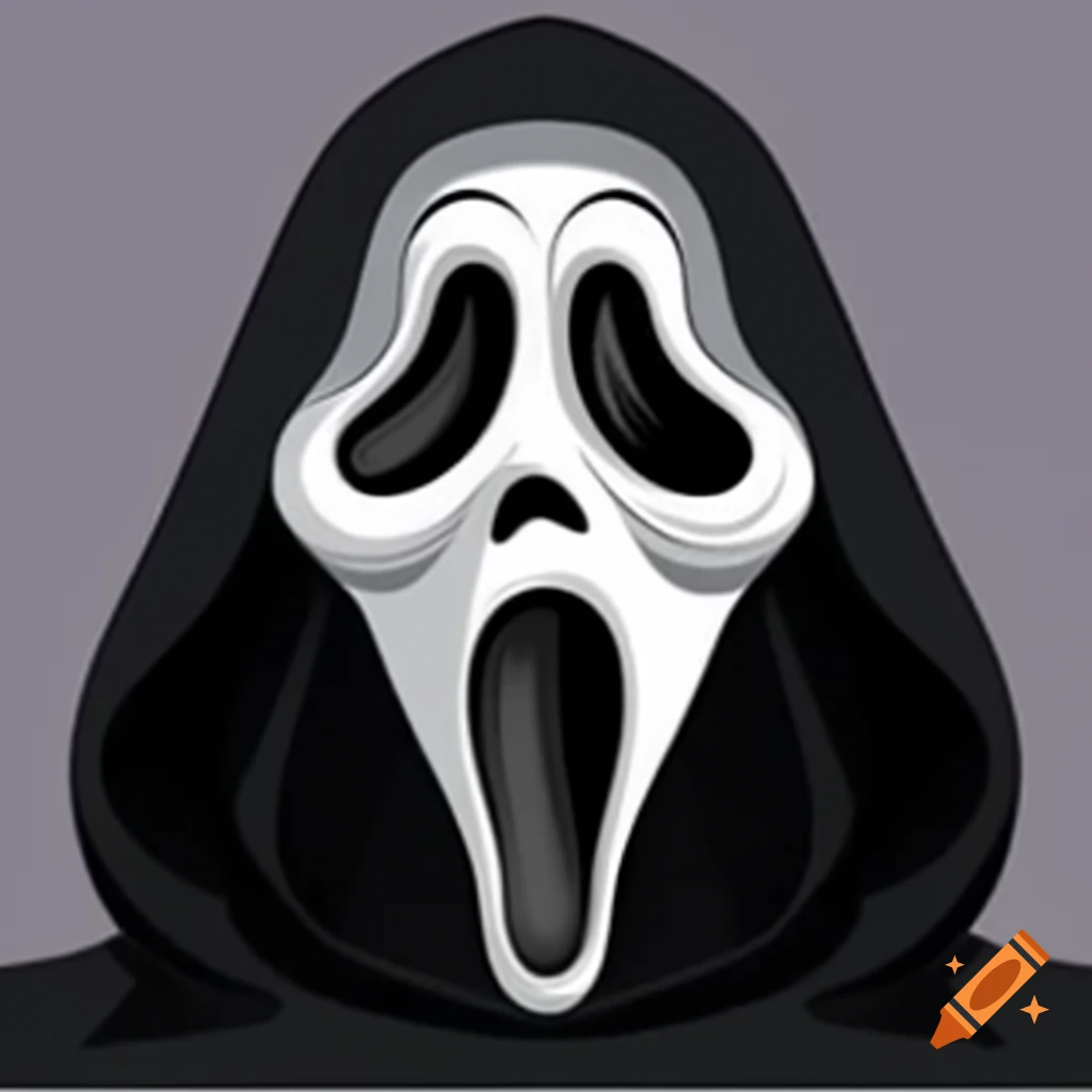 Cartoon version of Ghostface mask from Scream