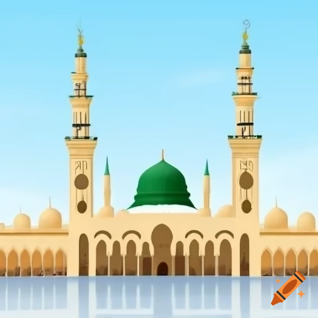 Illustration of Al-Masjid An-Nabawi in Medina, Saudi Arabia