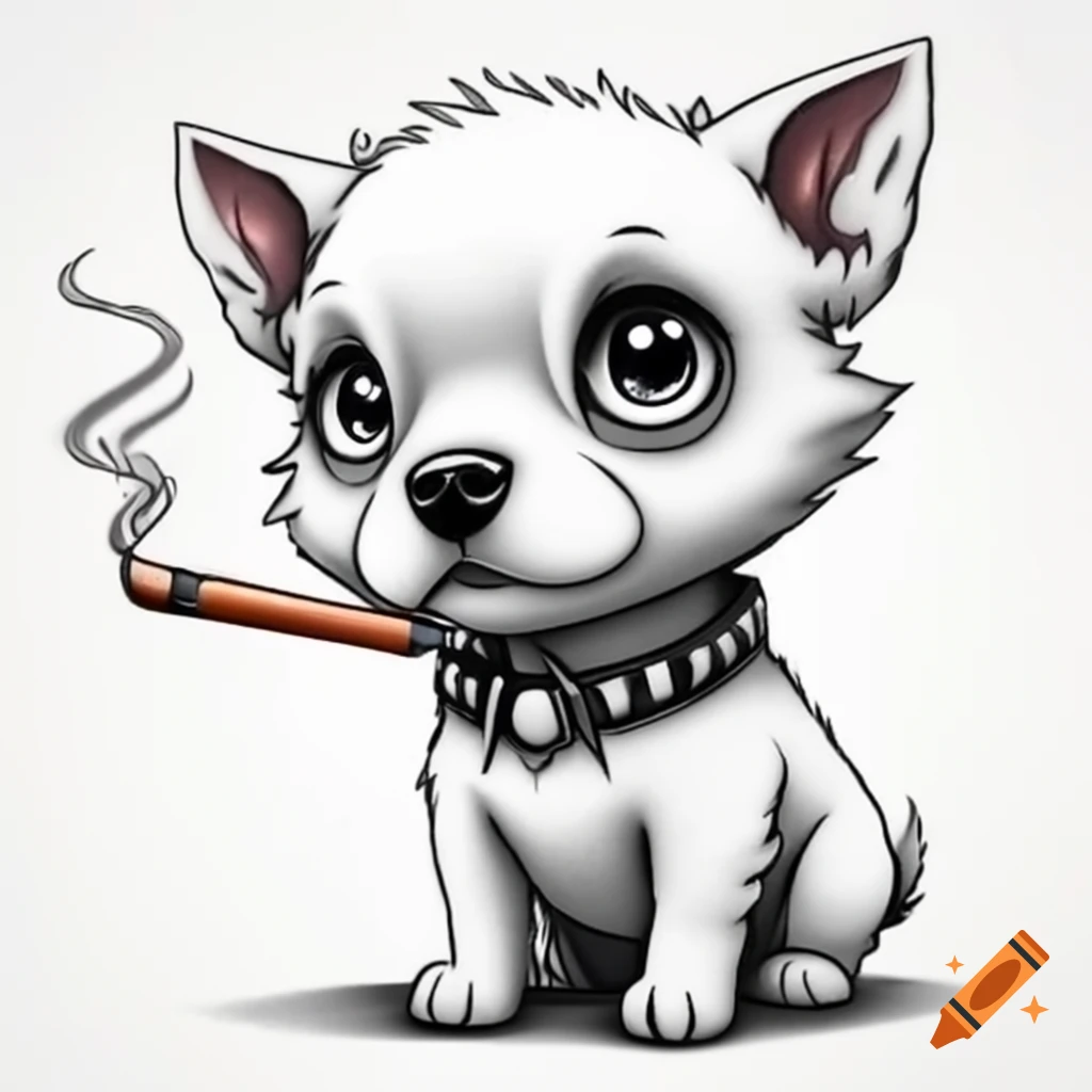 Surreal puppy with spiked collar