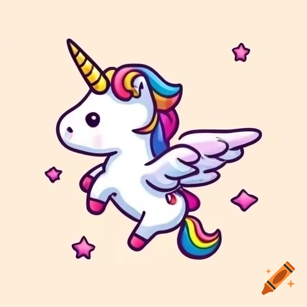 Cute flying unicorn on white background