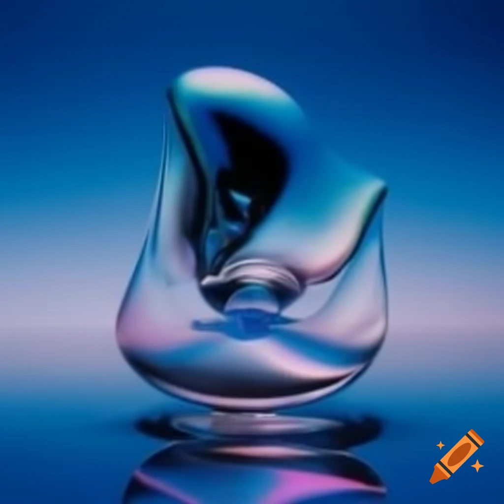 Pop surreal photography featuring iridescent glass statue