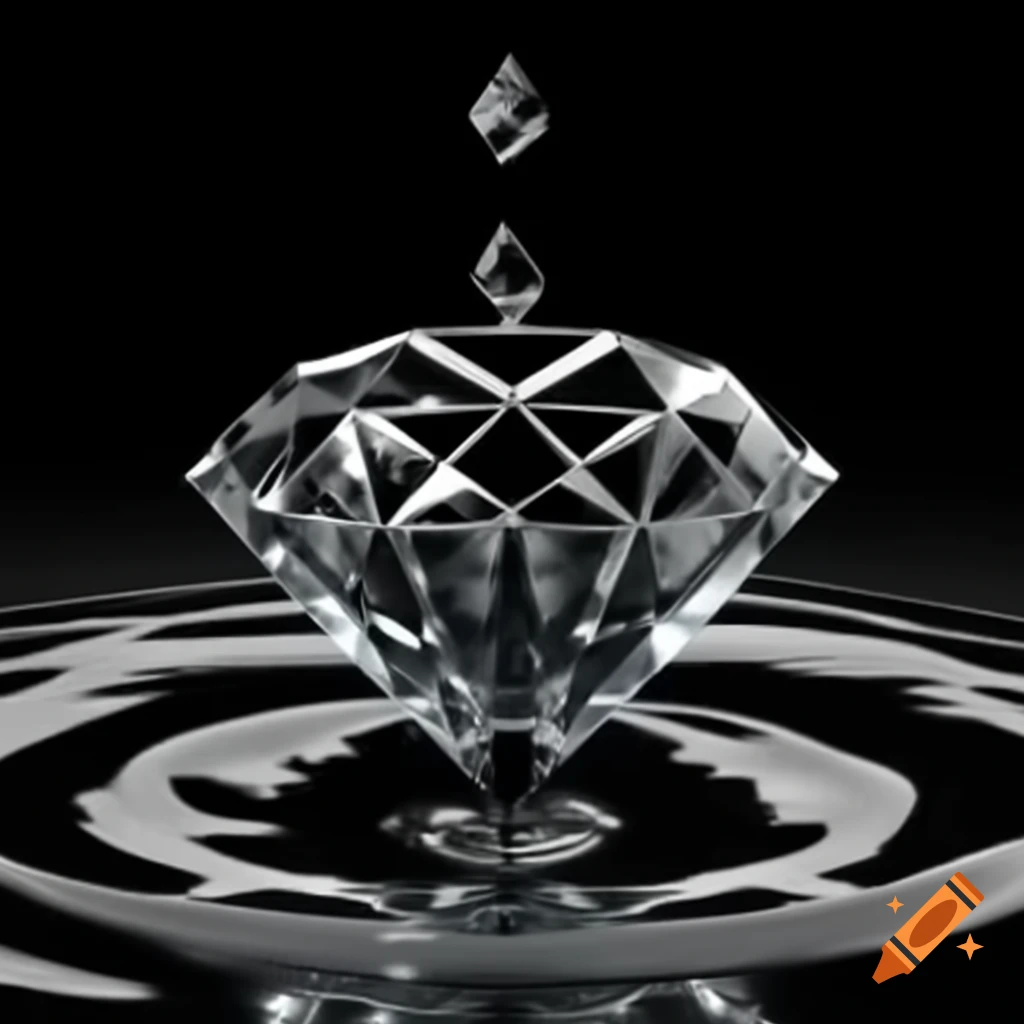 Melting black diamond with unique reflections