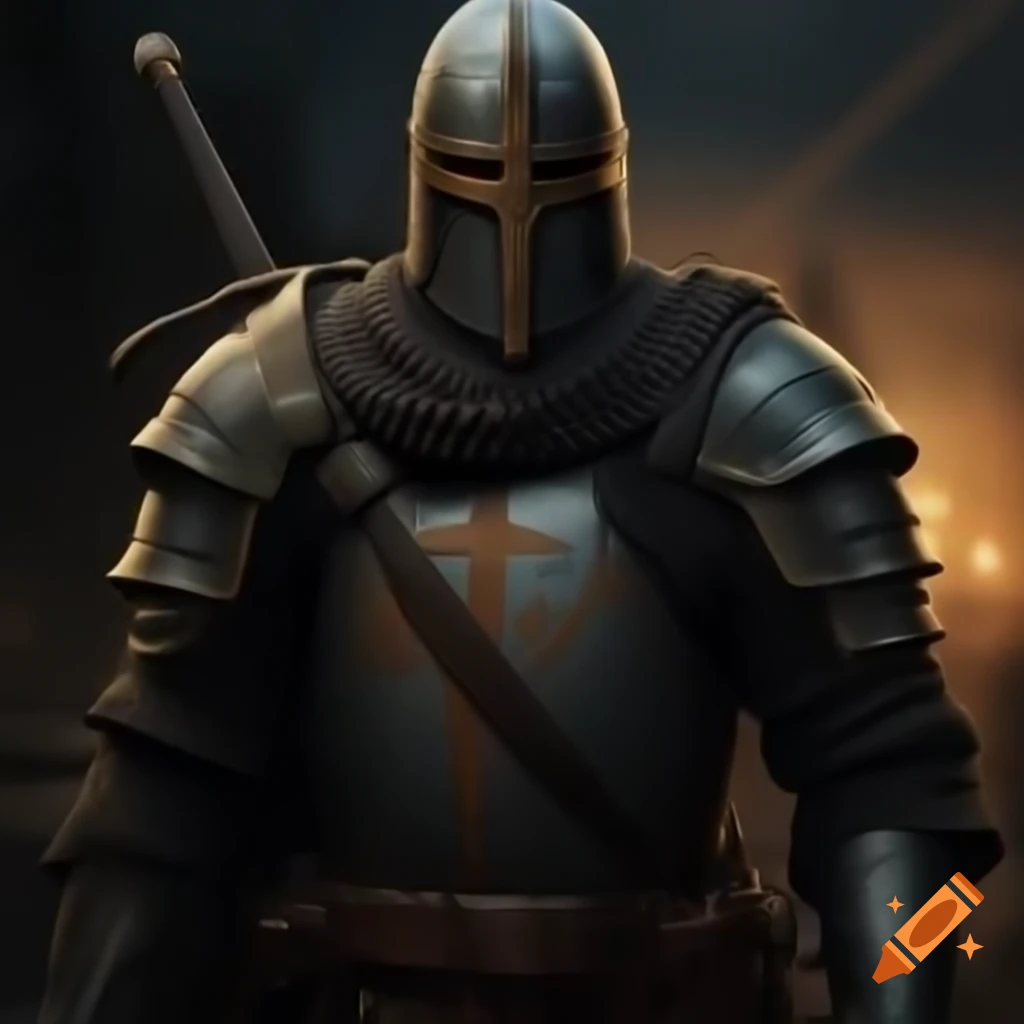 Knight swordsman standing alone