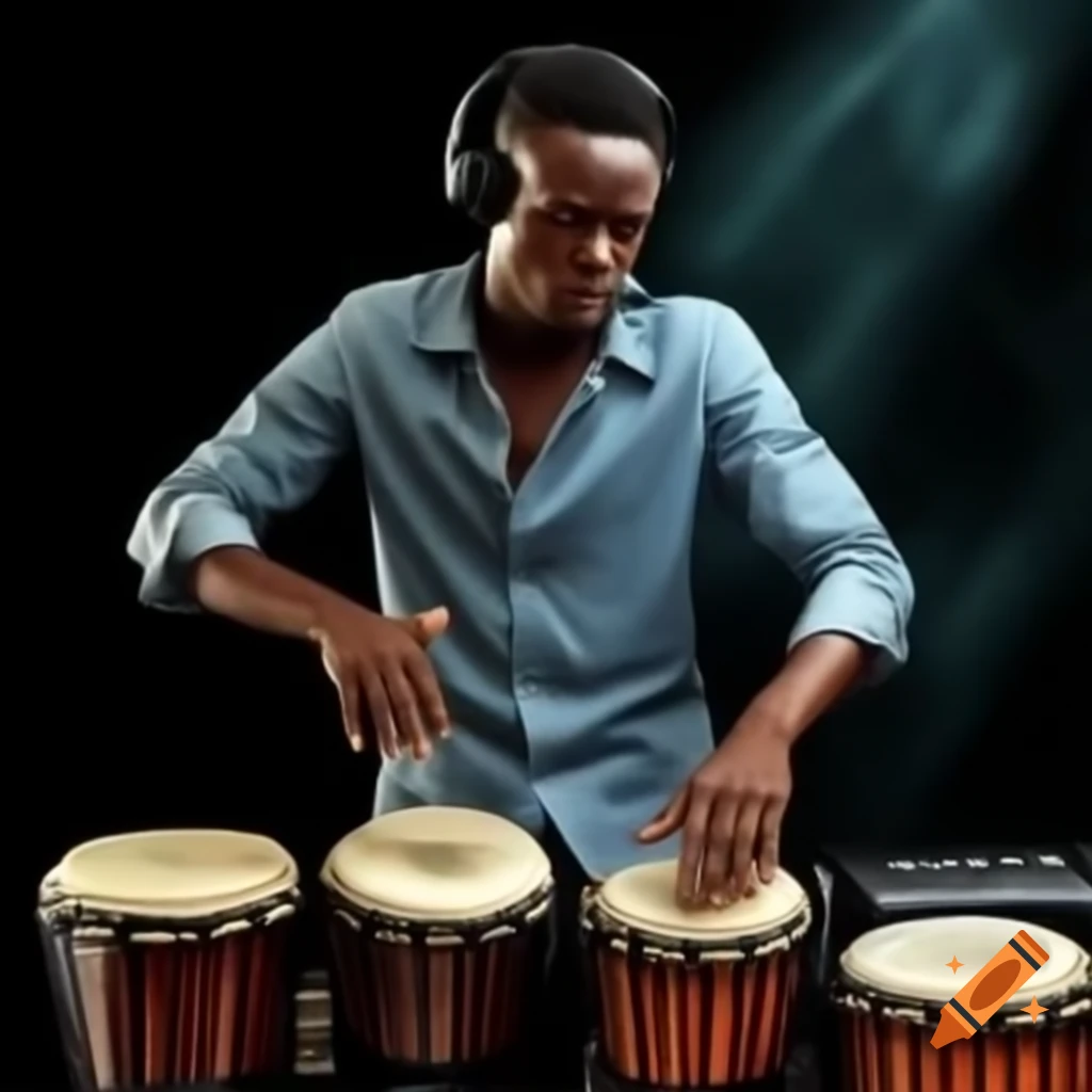 Man playing the djembe drum