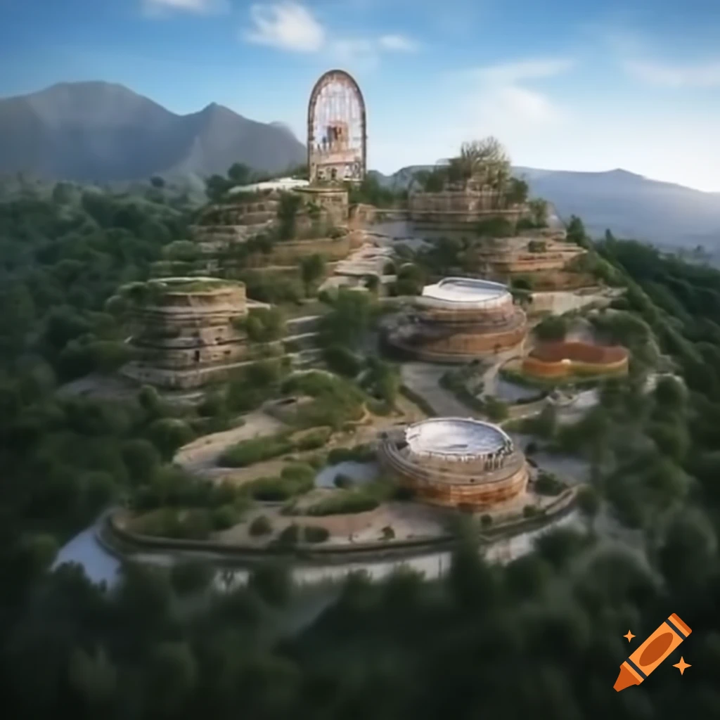 Park on mountain featuring ferris wheel, rides, wildlife park, museum, botanical gardens, and amphitheater