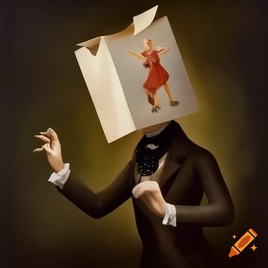 Victorian Vaudeville poster featuring man with paper bag asking lady to dance