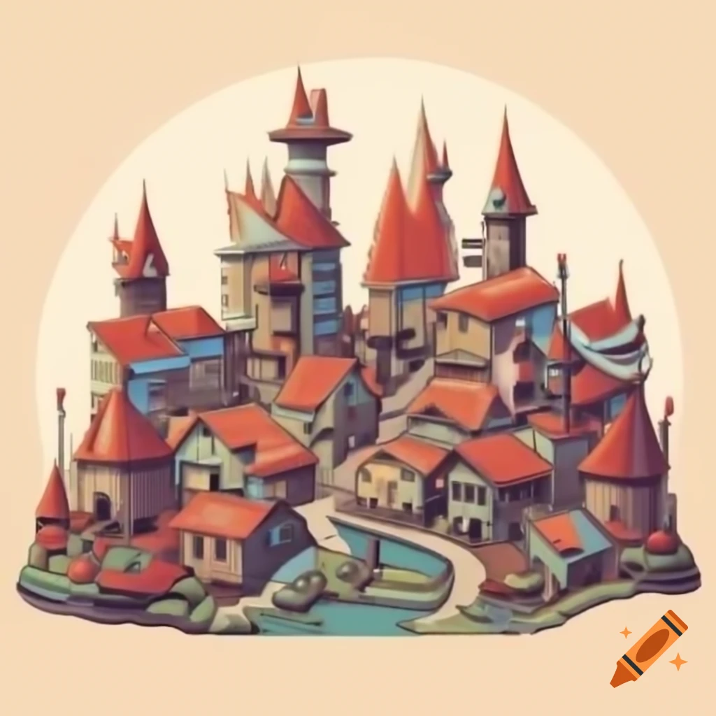 Vividly detailed fantasy town architecture