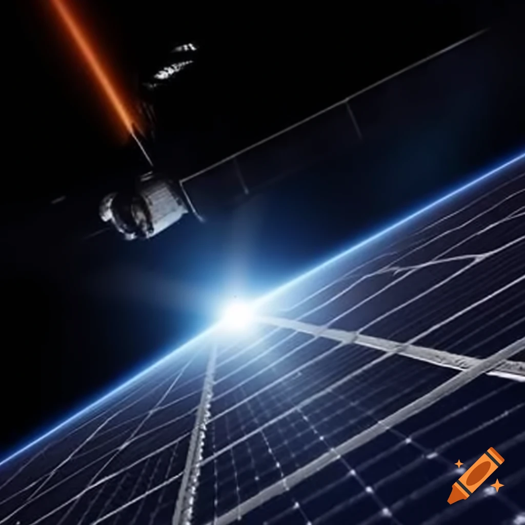 Astronaut working on solar panel in space