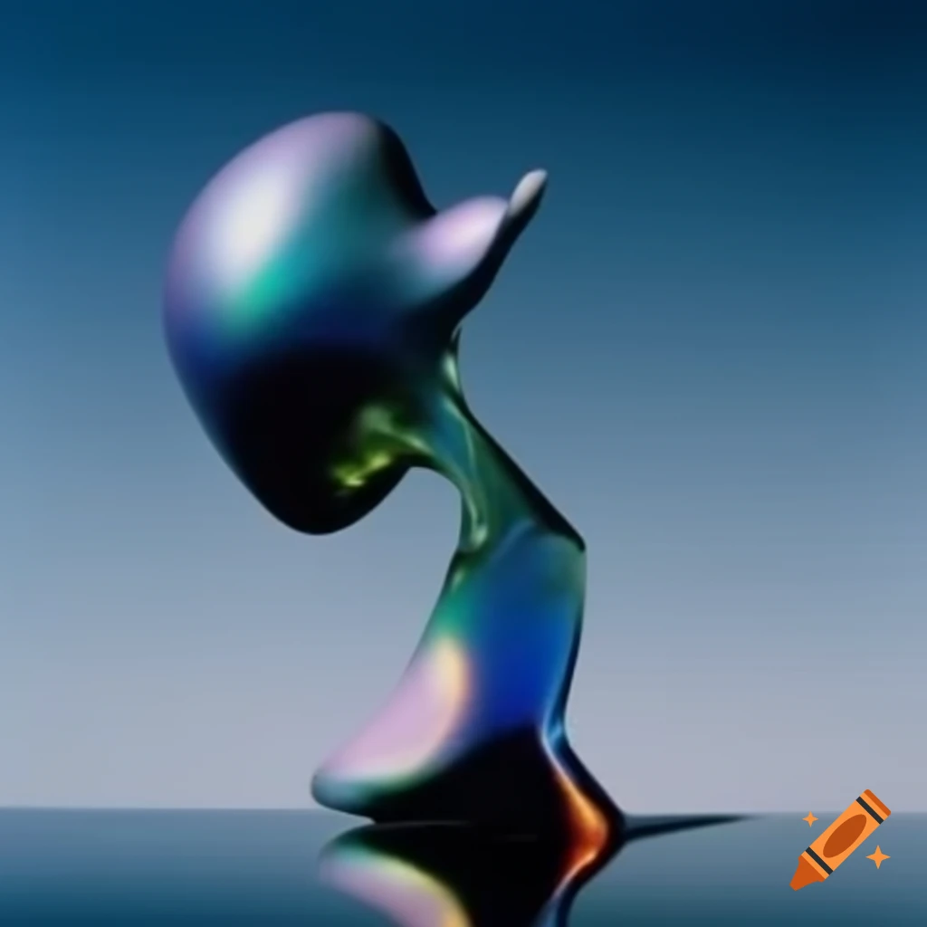 Iridescent glass statue in pop surreal 2000's photography style