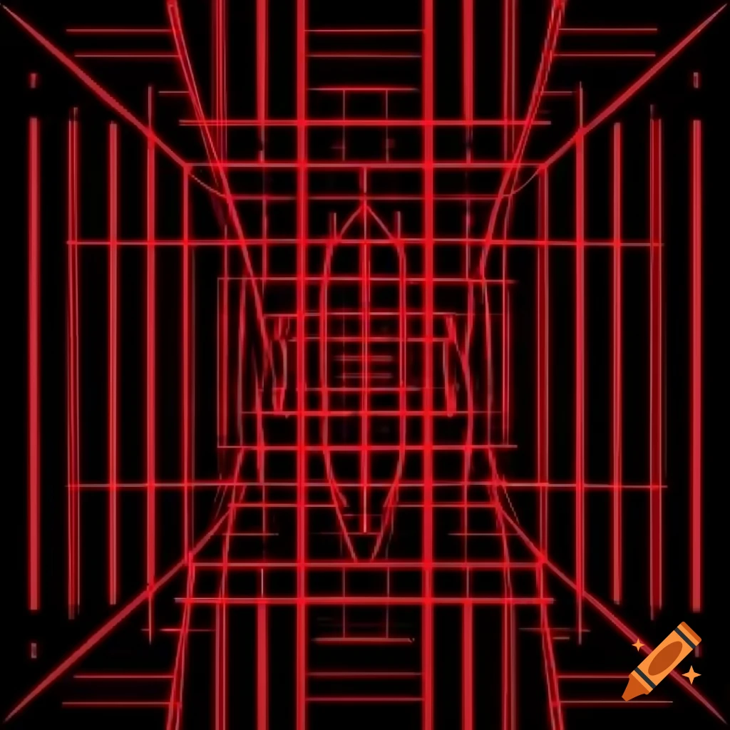 Magical realm with red and black parallel lines