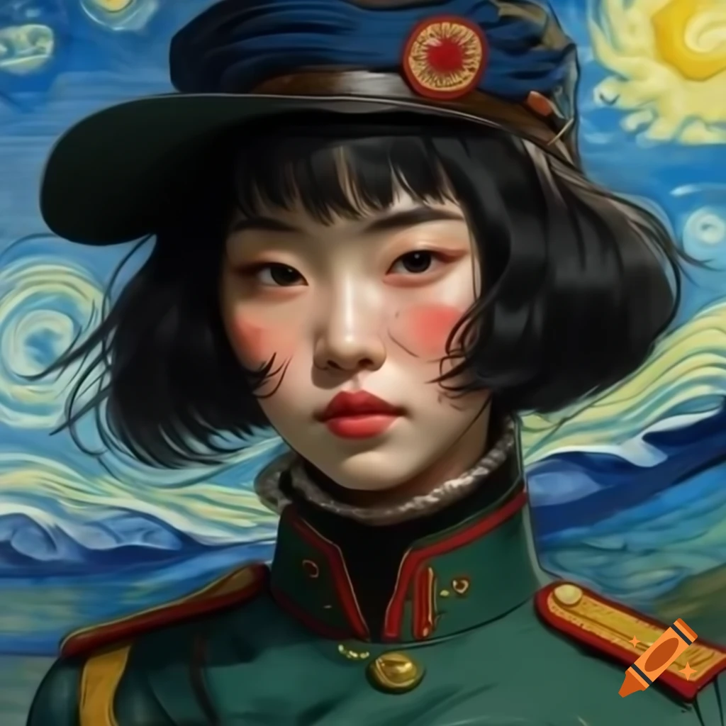 Portrait Of Korean Woman In Japanese Military Uniform Animated Van
