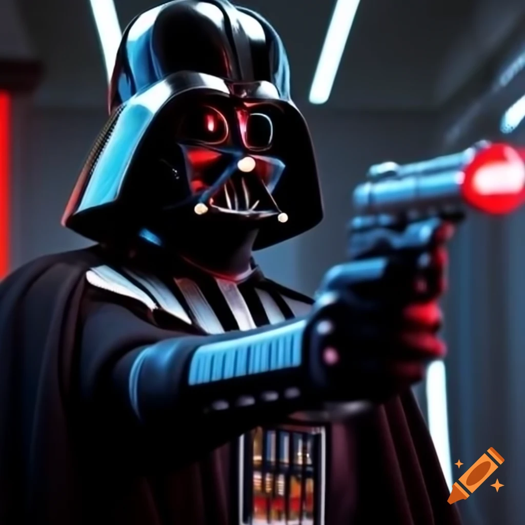 Darth Vader firing a blaster