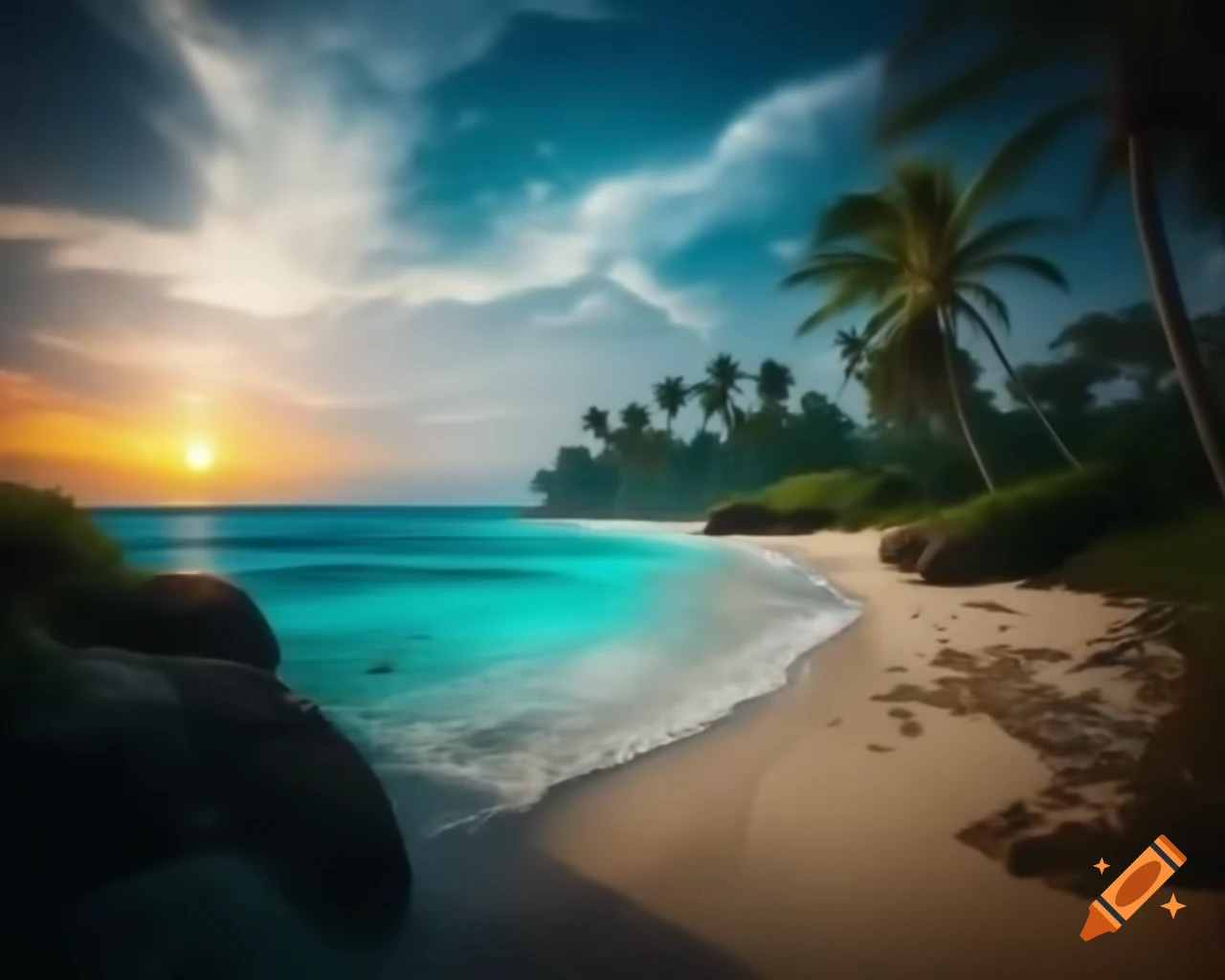 Breathtaking landscape of a golden sandy beach