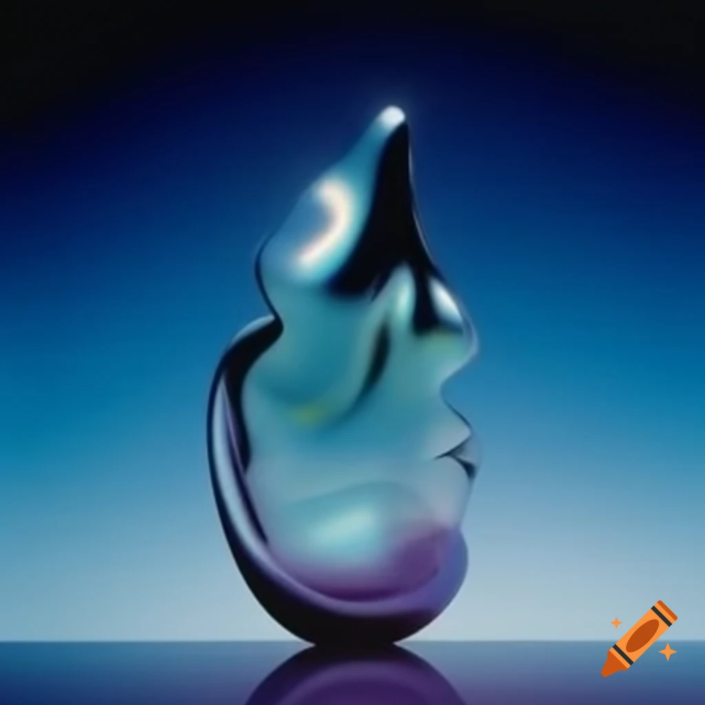 Pop surreal photography featuring iridescent glass statue