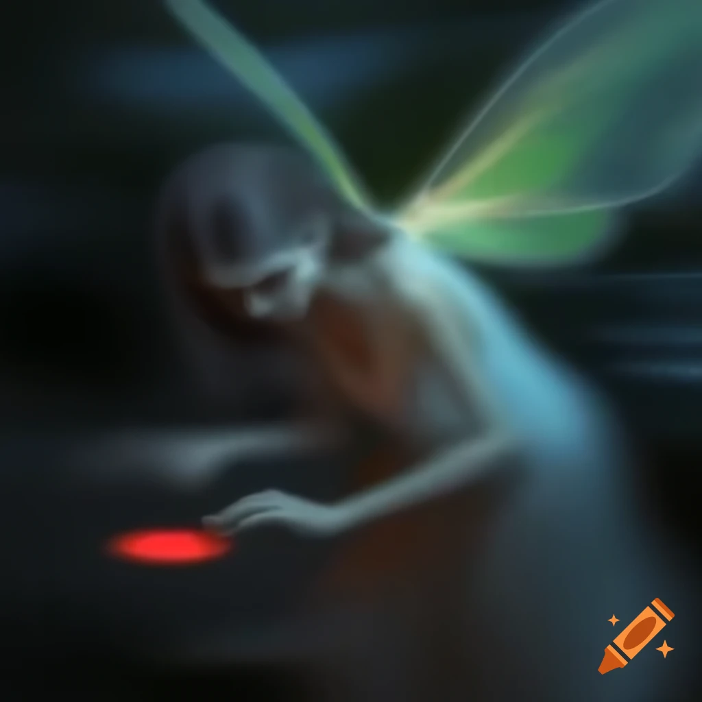 Analogue horror VHS footage of woman with moth wings apparition