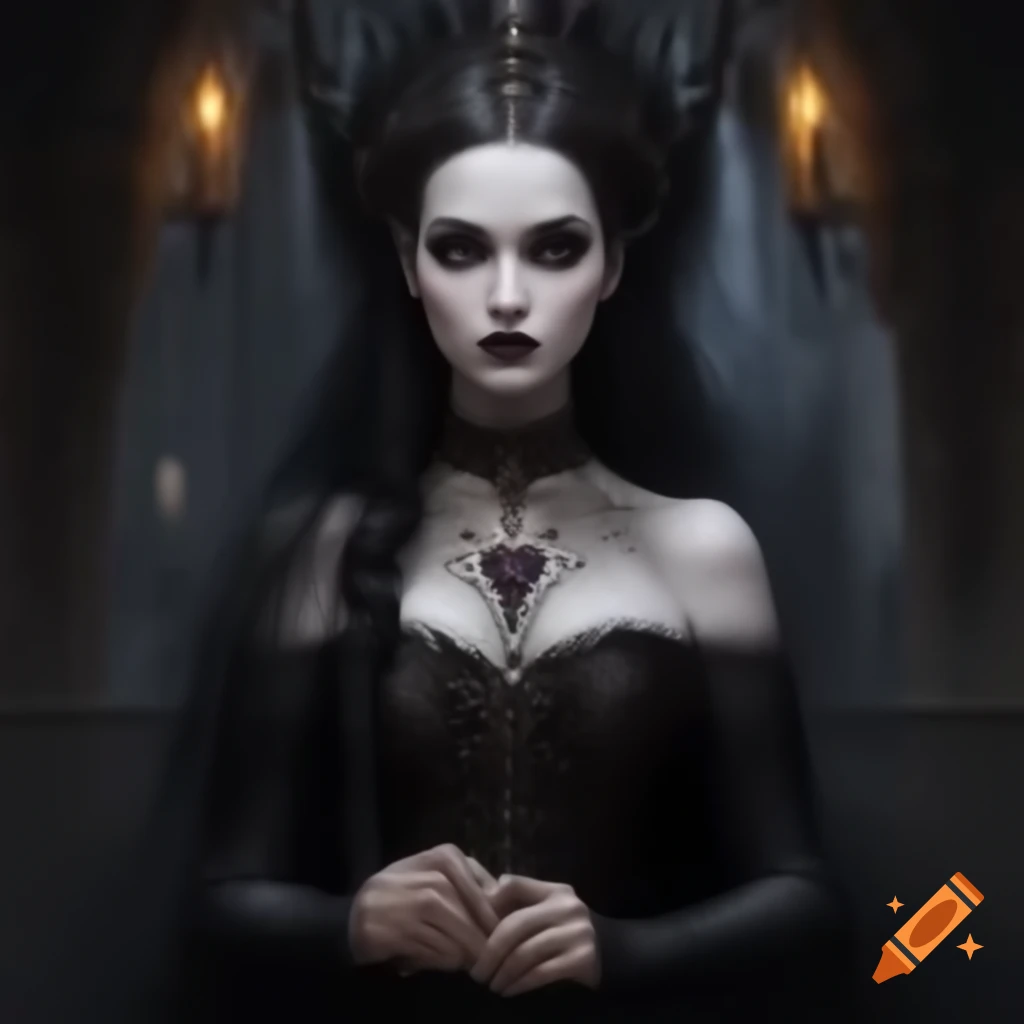 Gothic princess with elaborate costume and dark makeup