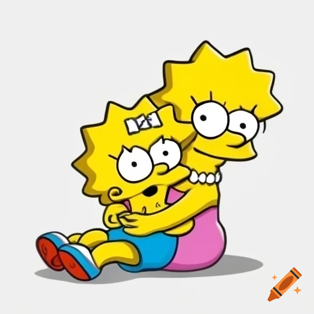 Lisa Simpson mascot comforting a scared boy