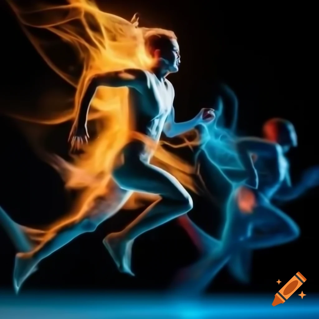 Dynamic human figure in motion representing energy and speed in sports