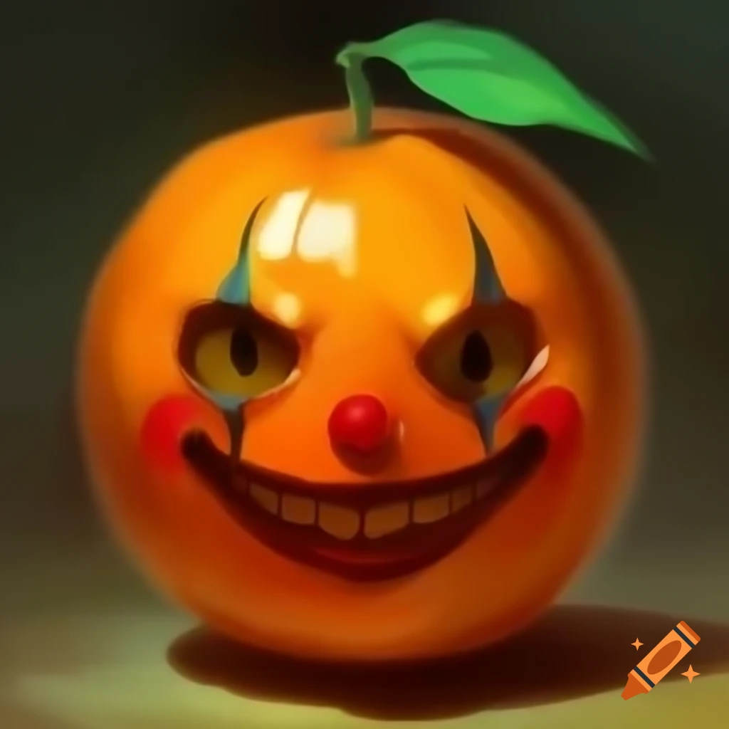 tangerine-with-clown-face-in-the-background-on-craiyon