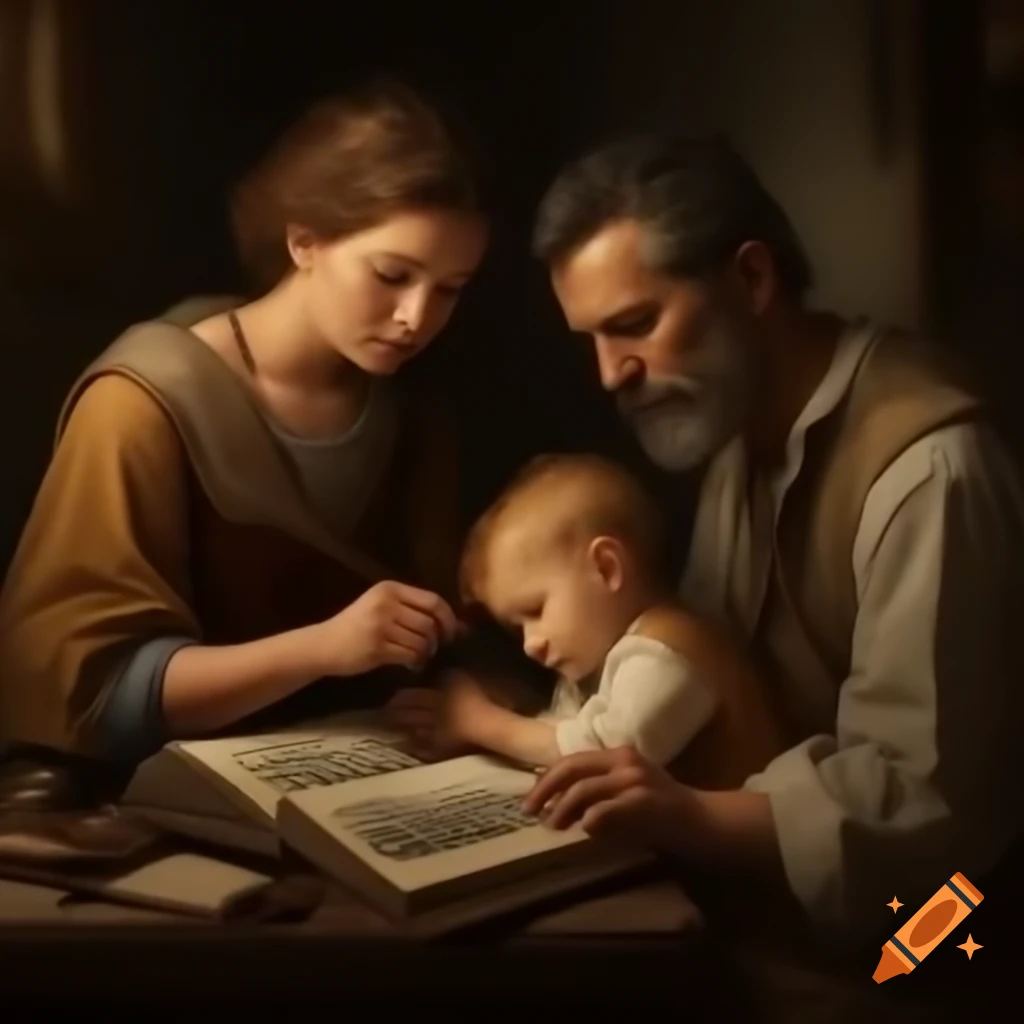 Parents teaching child important morals